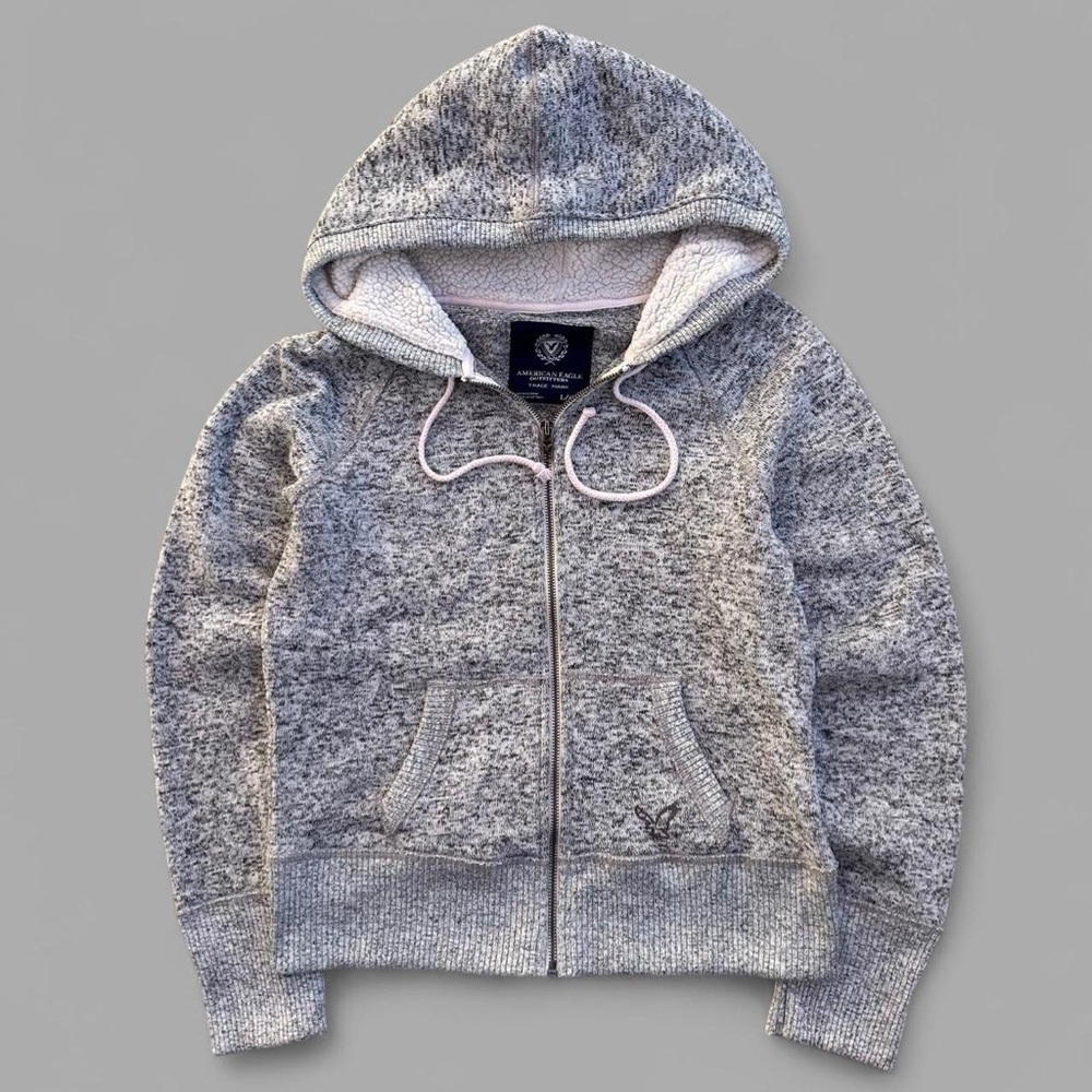 American Eagle Outfitter Youth Light Heather Gray Zip Hoodie